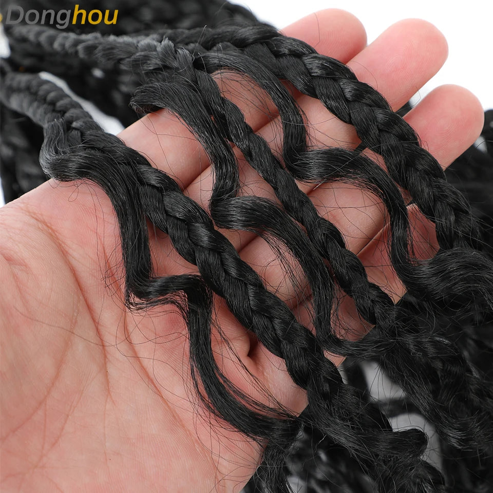 14 18 24 Inch Boho Box Braids Crochet Braids Curly Ends 1B 30 27 #4 Bug 8 Colors Ombre Goddess Bohemian Box Braids Crochet Hair
