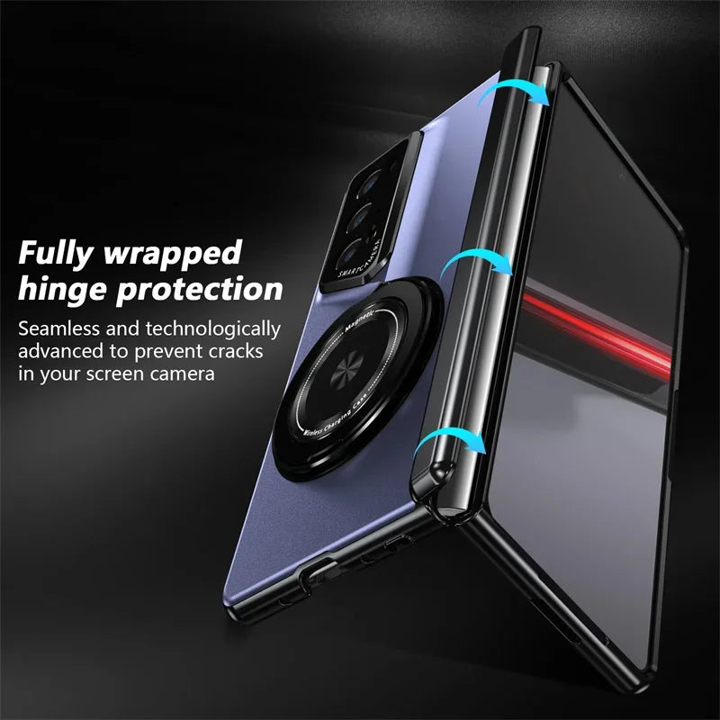 Matte Solid Color Phone Case for Honor Magic V2 RSR Hard Shell Protection Shockproof Film Protector with Holder Cover