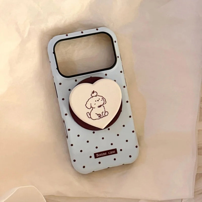 Korean Style Simple Polka Dot Magnetic Soft Phone Case For Magsafe IPhone 17 16 15 14 13 12 Pro Max Shockproof Protective Cover