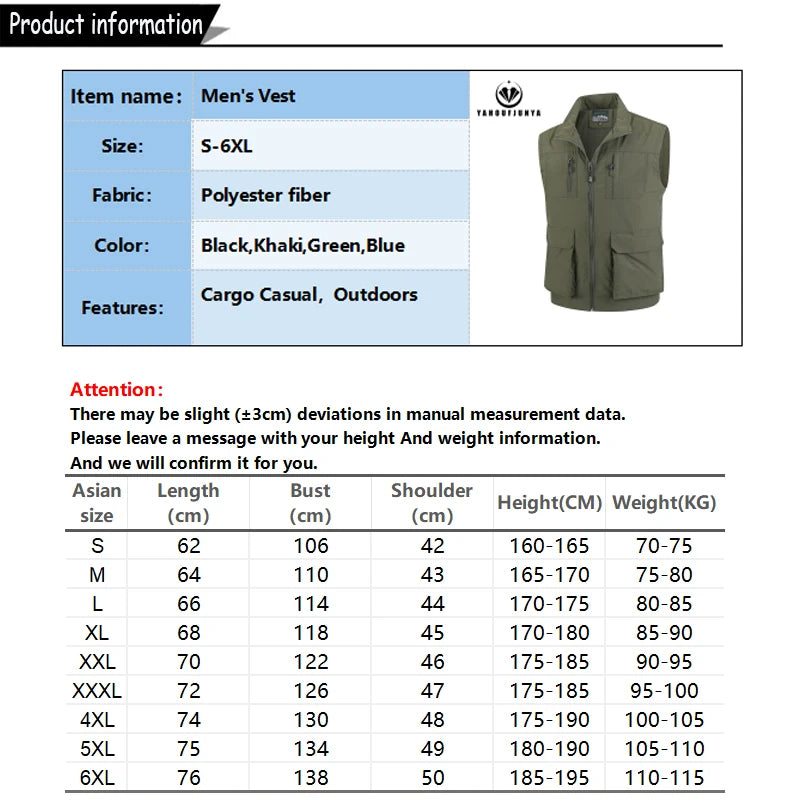2026 Summer Men Sleeveless Cargo Leisure Work Lapel Vest Men Outdoor Solid Color Fishing Camping Thin Pocket Vest Male Waistcoat