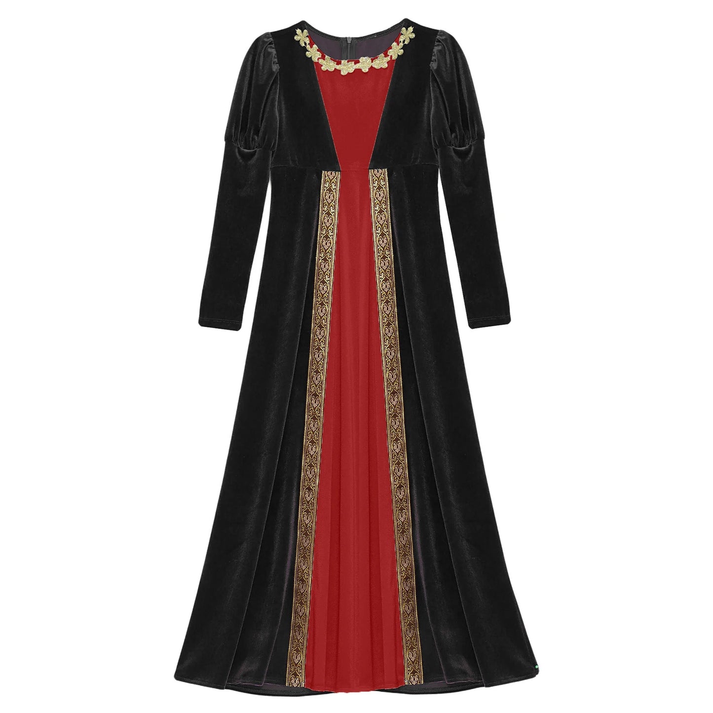 Children Girls Halloween Medieval Renaissance Vampire Cosplay Costume Ancient Roman Princess Dress Long Sleeve Retro Velvet Gown