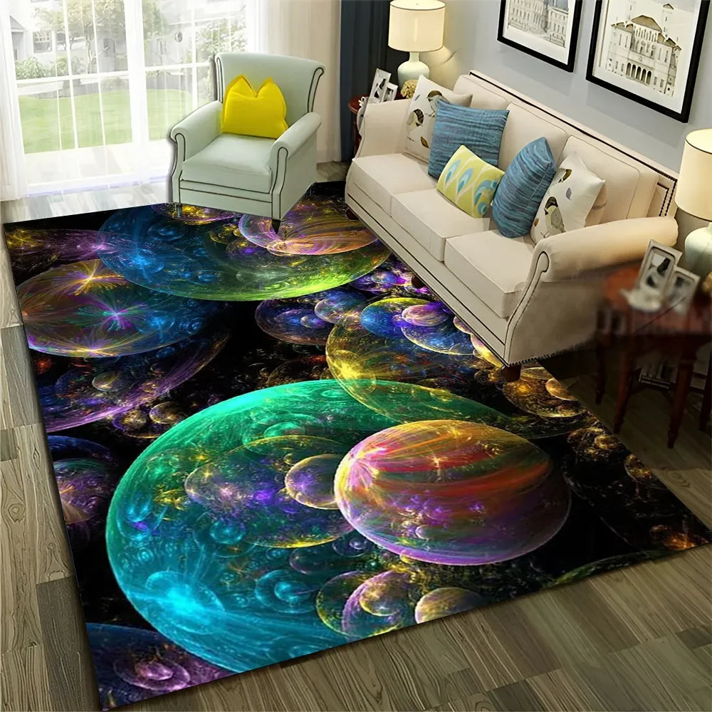 Galaxy Planet Star 3D Universe Space Carpet Rug for Home Living Room Bedroom Sofa Doormat Decor,Kid Area Rug Non-slip Floor Mat