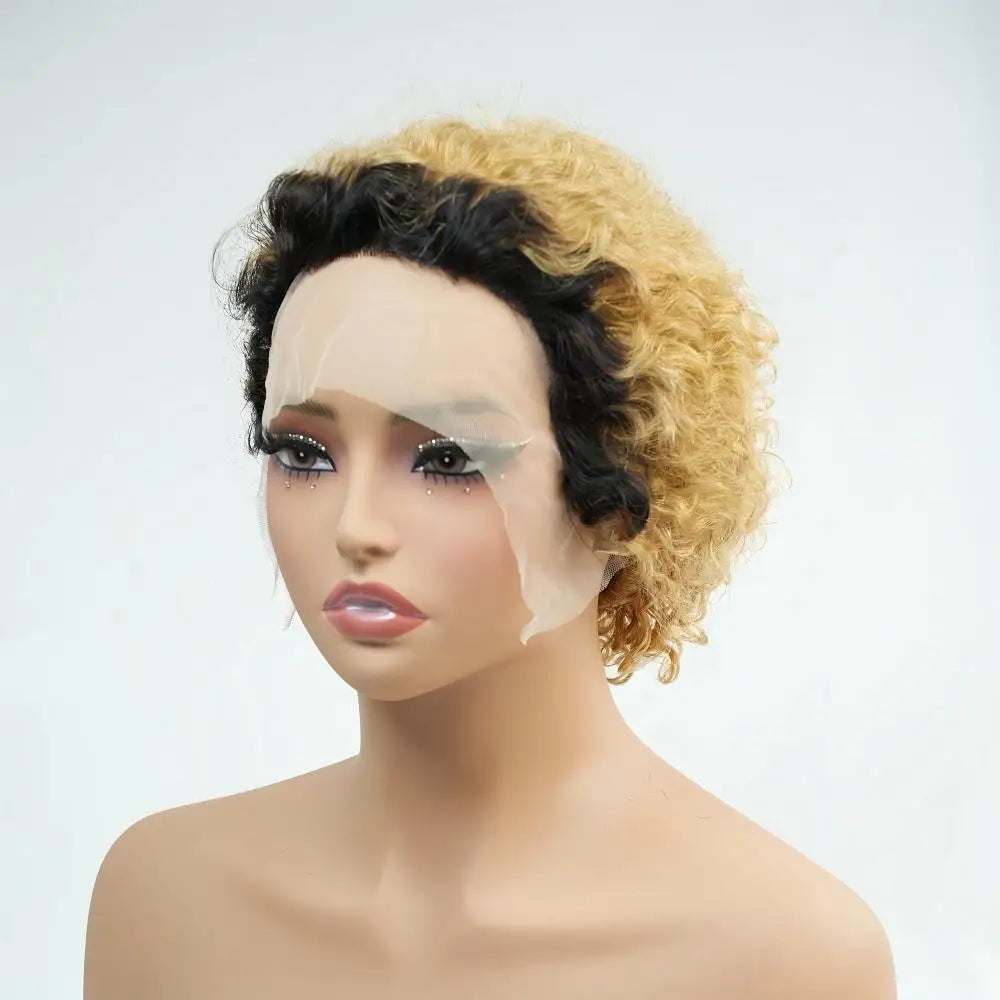 Pixie Cut Wig Human Hair Wigs Transparent 13x1 Lace Front Wigs Brazilian Remy 100% Human Hair Short Curly Human Hair Wig