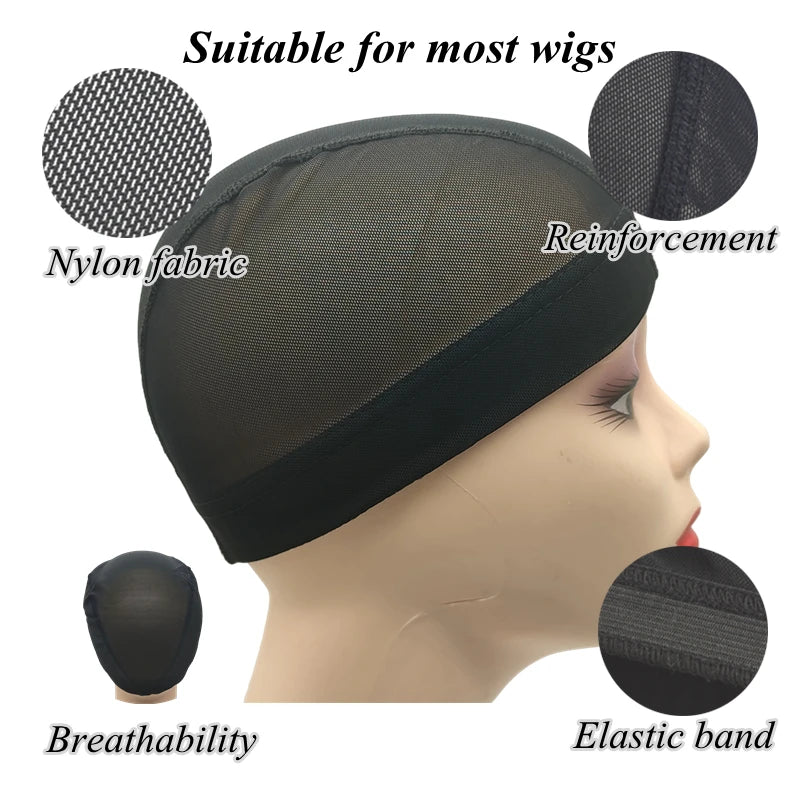 1PC Black Stretchable Breathable Mesh Dome Wig Cap Spandex Base for Wig Making