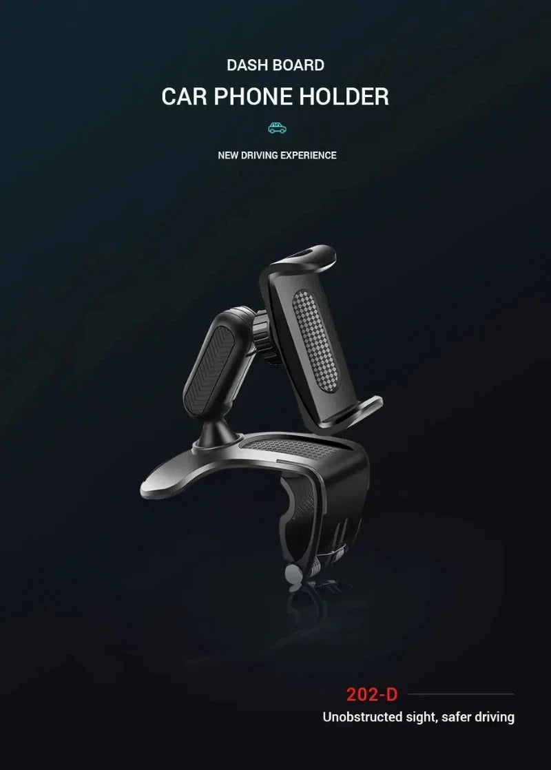 Dashboard Car Phone Holder ABS Mobile Phone Sun Visor Holder Auto Rear View Mirror Phone Support 360 Degree Rotation Accessories