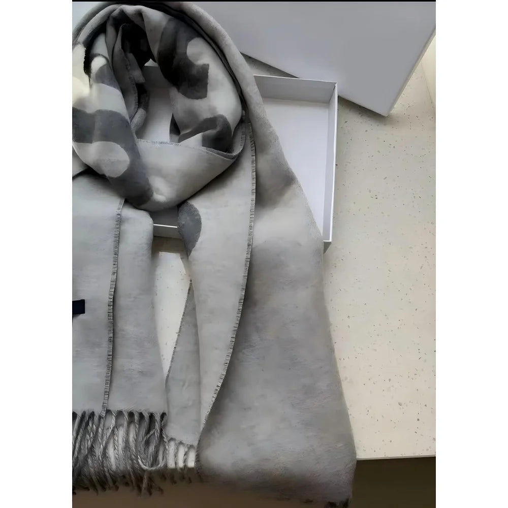 Windproof scarf winter warm cashmere shawl, cashmere scarf, thick and warm with letter design high-quality and fashionable st