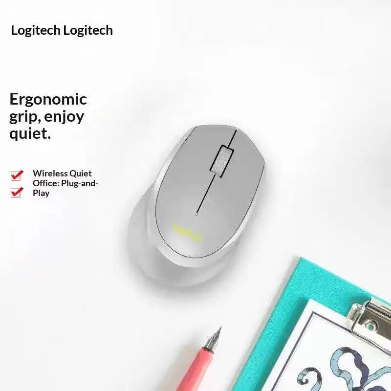 Logitech M330 Silent Plus Wireless Mouse 2.4G USB Receiver Ergonomic Shape Gentle Soft for Desktop Office Laptop Desk