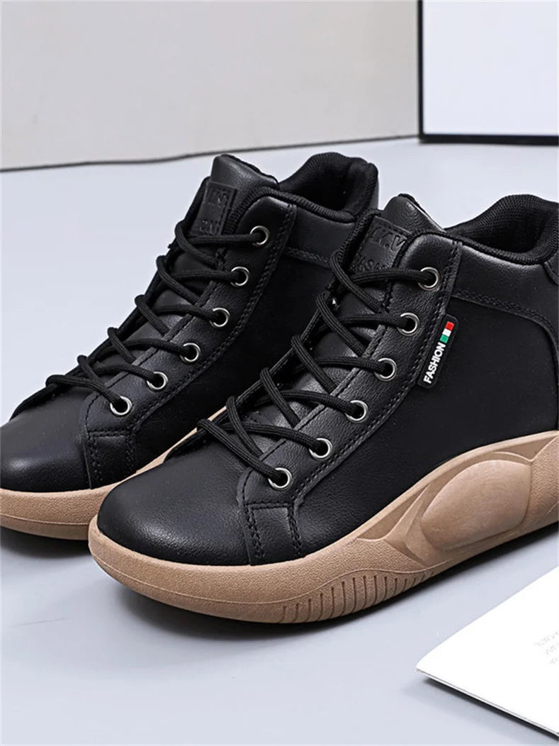CINESSD Version of High-top Shoes for Female Students Trend of Casual Running Shoe Comfortable Lace-up Sneakers Female Shoes