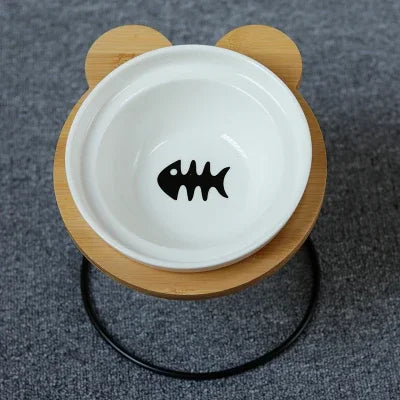 Ceramic Cat Bowl Cat Food Feeder Dog Bowls Drinking Water Bowl Cervical Protection Pet Supplies Ceramic Double Cat Bowls