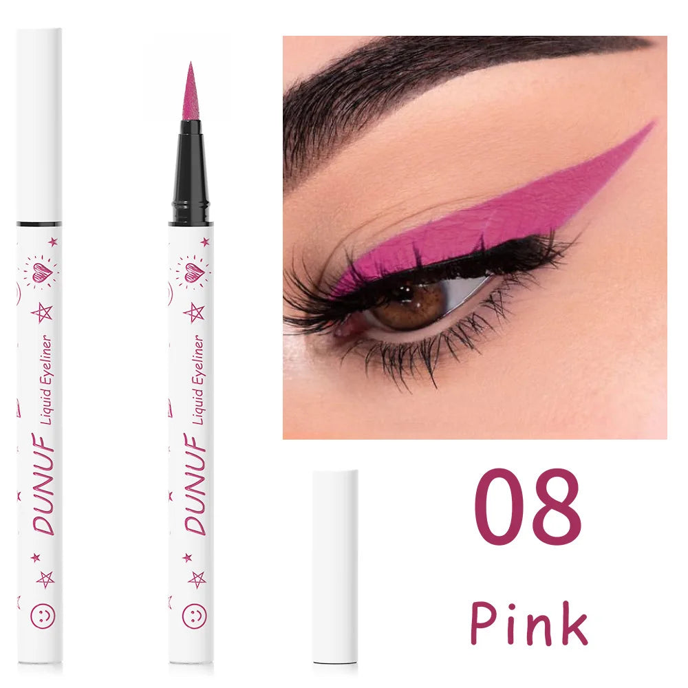 DUNUF New 12 Color Ultra-fine Matte Colorful Liquid Eyeliner Pencil Waterproof Lasting Makeup Eye Liner Pen Black Brown Cosmetic