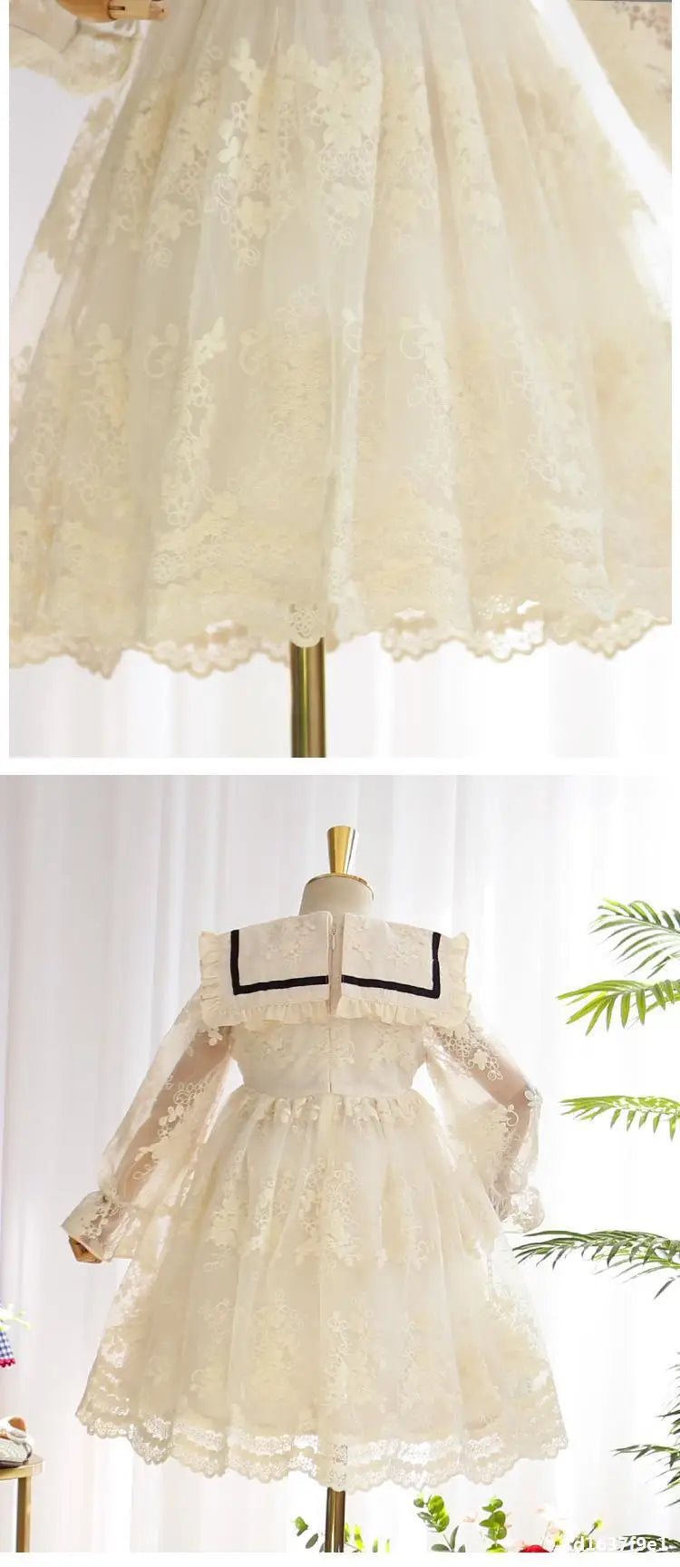 2024 Girls Lace Dress New Childrens Bow Princess Dress Girl Baby Dress Kids Sweet Designable Cute Dresses for Girls
