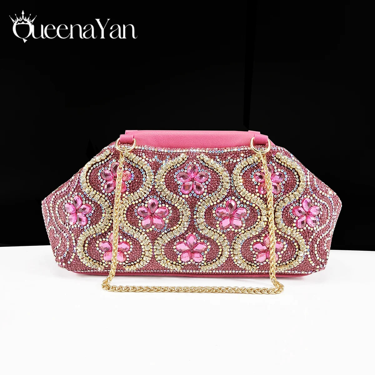 Queena Yan Popularity Open Toe Luxury Fashion Women High Heels Shoes and Bags Set With Rhinestone for  Wedding Party Elegant