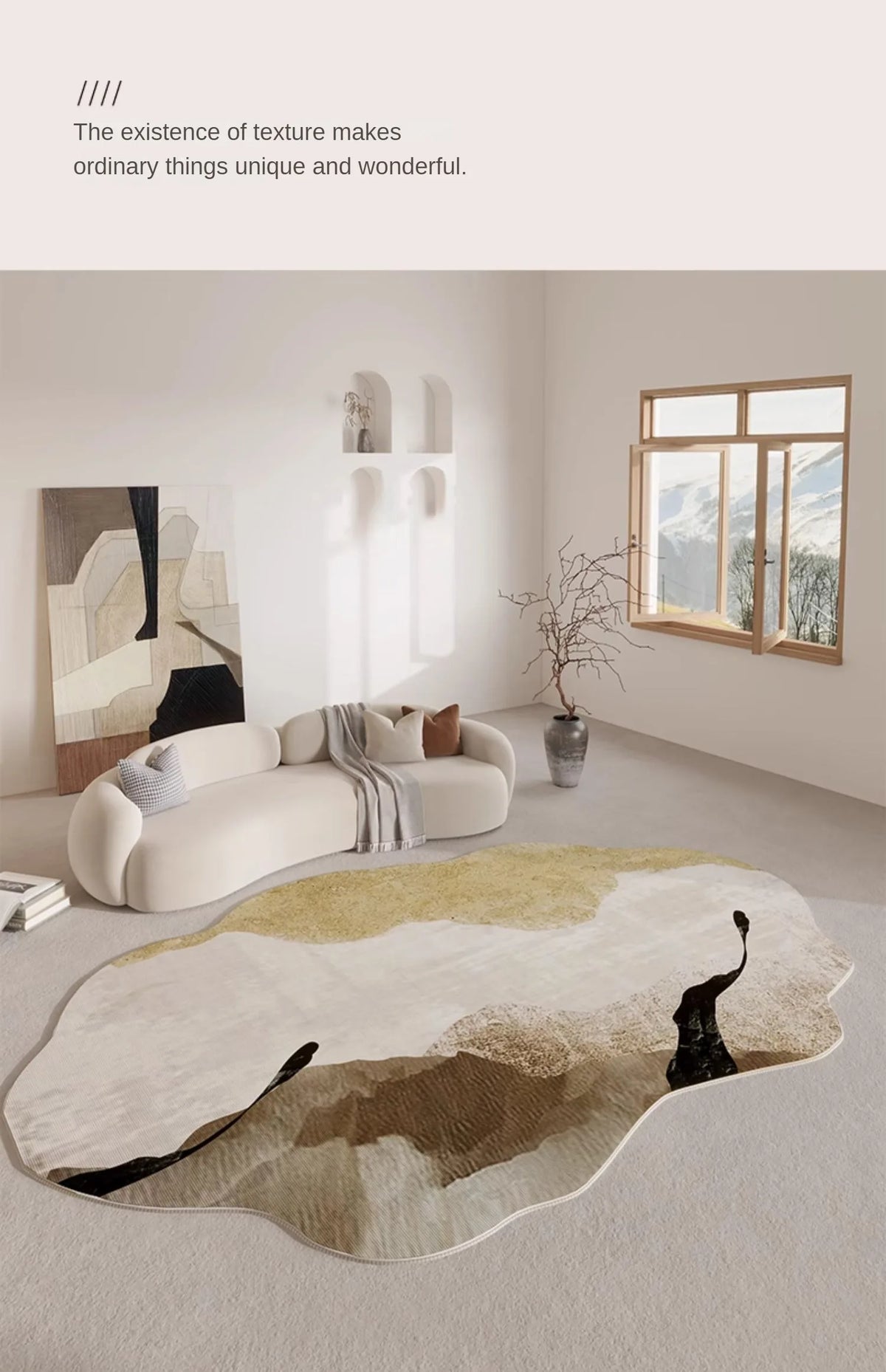 Luxury Retro Carpets for Living Room Irregular Shape Bedroom Decor Soft Carpet Modern Art Cloakroom Rug Thickened Anti-slip Mat