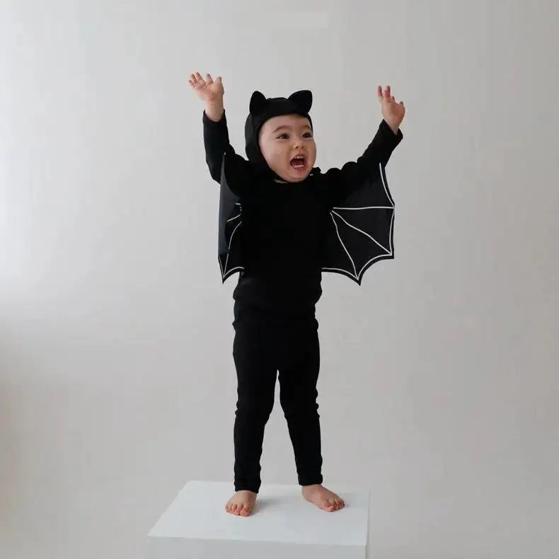 2025 Autumn New Baby Halloween Clothes Set Boy Girl Infant Long Sleeve Bat Tops + Pants + Hat 3pcs Suit Baby Halloween Costume
