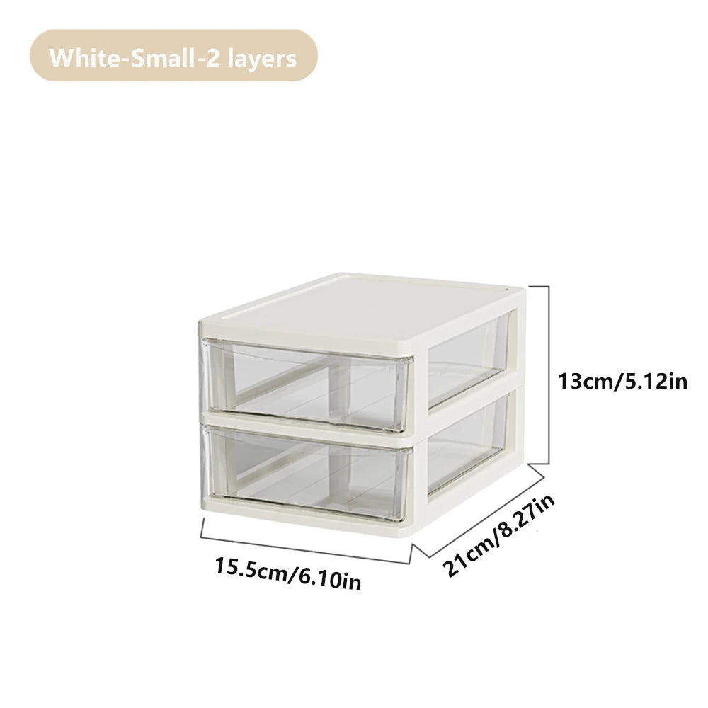 2-6 Layers small Desktop Storage Box with Drawer Heightened Table Organizer Plastic Office storage cabinet  for home Stationery