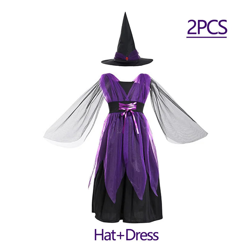 Halloween Costume for Girls Dress Scarlet Witch Vampire Devil Ghost Bat Carnival Party Dress Up  Kids Cosplay Clothes