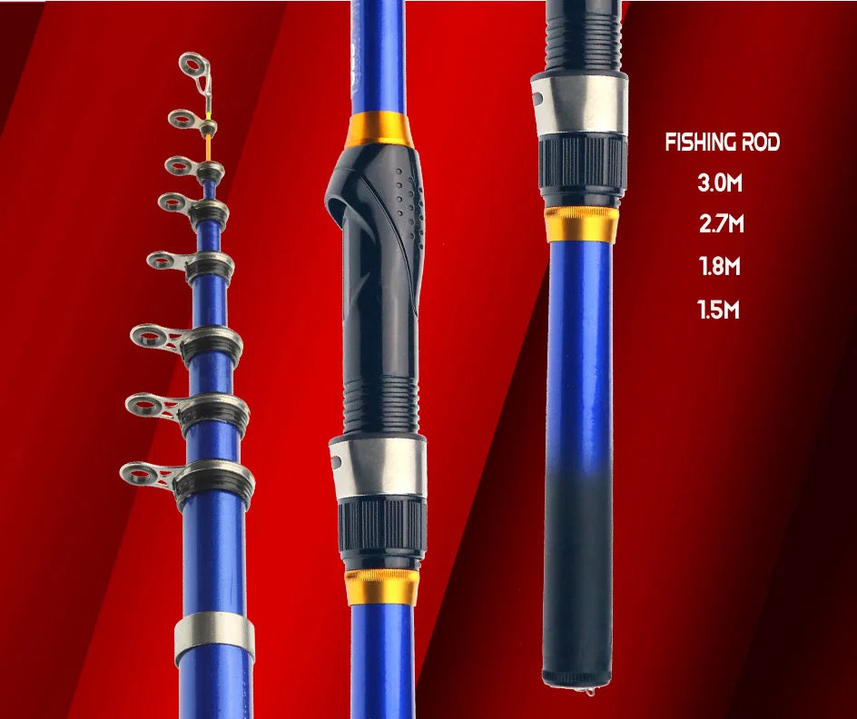 JOSBY Telescopic Rock Fishing Spinning Rod 3.0M/2.7M/2.4M/2.1M /1.8M/1.5M Portable Travel UltraLight Mini Pole Pesca