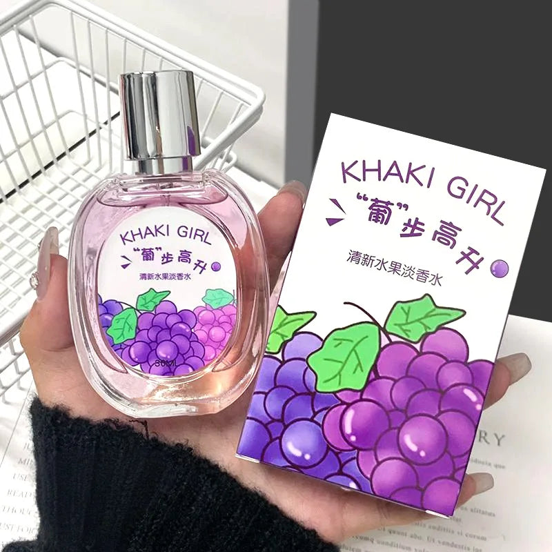 Young Girl Fruity Fragrance Women Perfume Light Long Lasting Sweet Scent of Grape Strawberry Orange 30ml Portable Fruity Perfume
