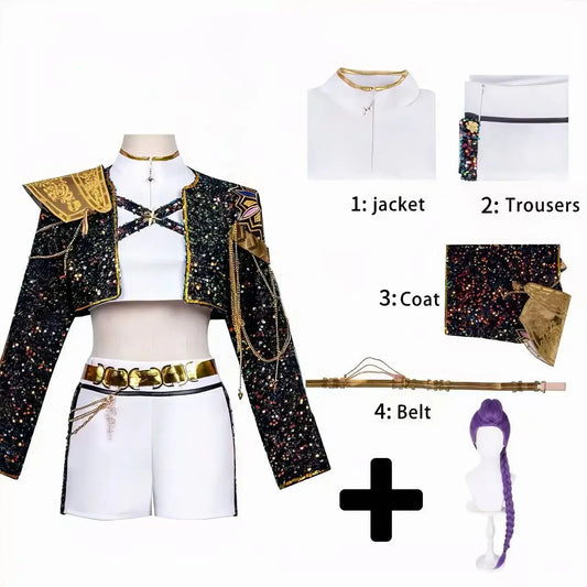 Halloween   Rumi Zoey Mira Stage Performance Outfit Cosplay Costume with Wig Role Playi Suit