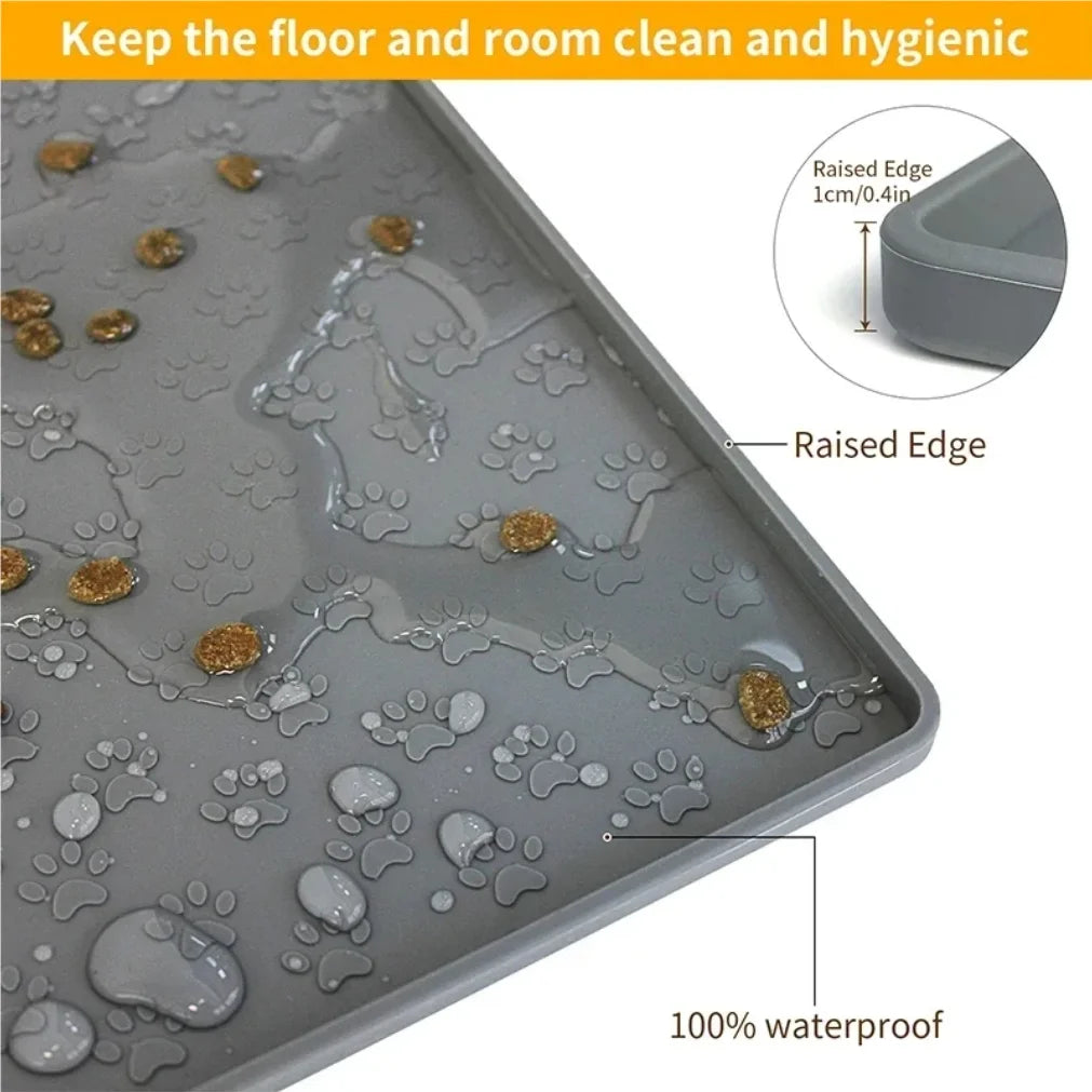 Pet Placemat Cat Dog Drinking Feeding Placemat Feeder Mats Cat Feed Mat Dog Food bowl Mat Silicone Waterproof Pet Bowl Pad 2025