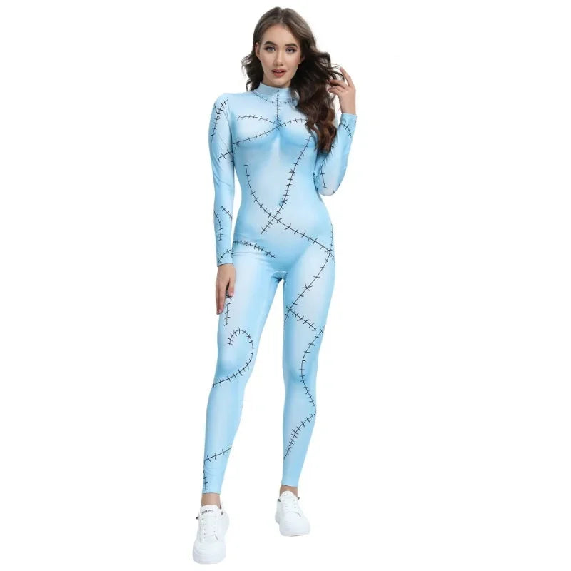 Halloween Cosplay Costume For Women Sally Printed Dresses Party Costume Zenti Carnival Bodysuits Dress Up Female Women Leggings
