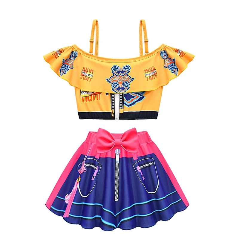 Summer 2026 Kpop Kids Swimsuit Festival Children Cosplay Demon Hunter Rumi Girls Outfits Holiday Beach Party Children's Swimwear
