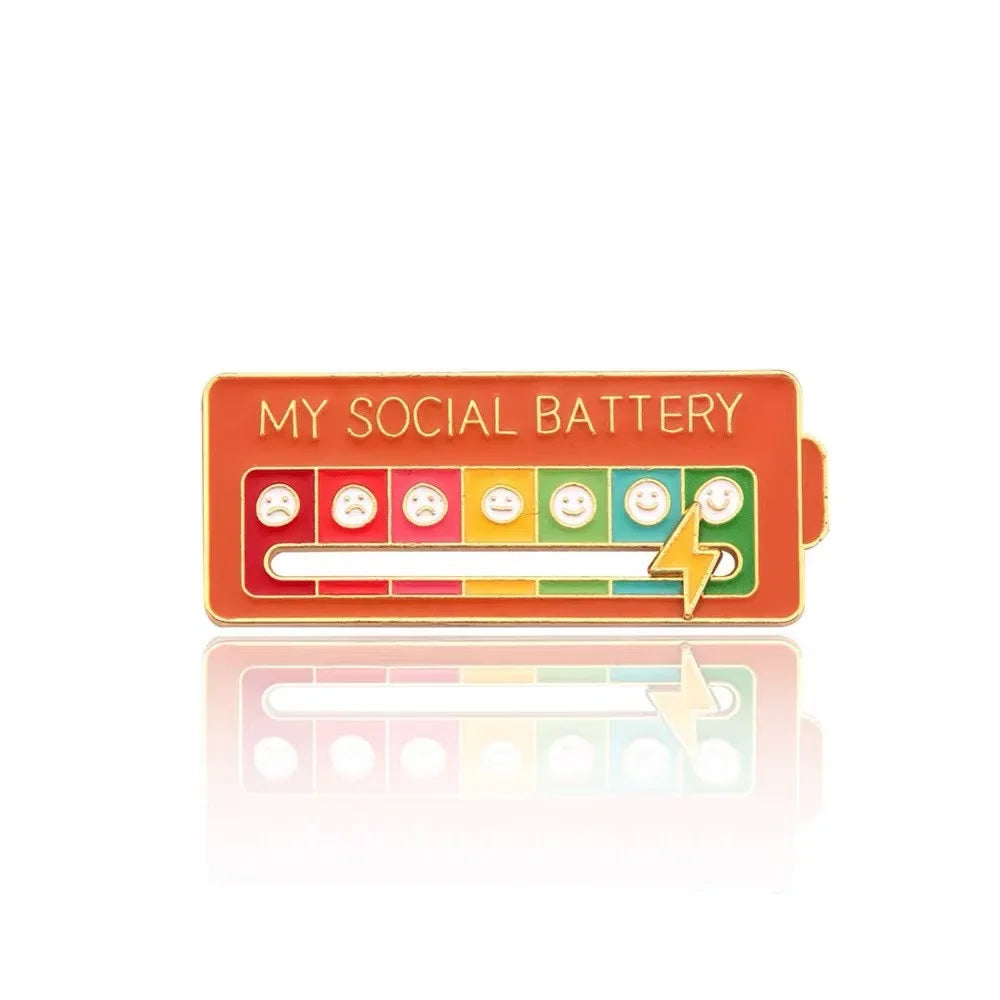 Mood Conversion Brooch Sliding Social Metal Badge Women's  Accessories  Pin Facial Expression Emotion My Social Power Badges Pin