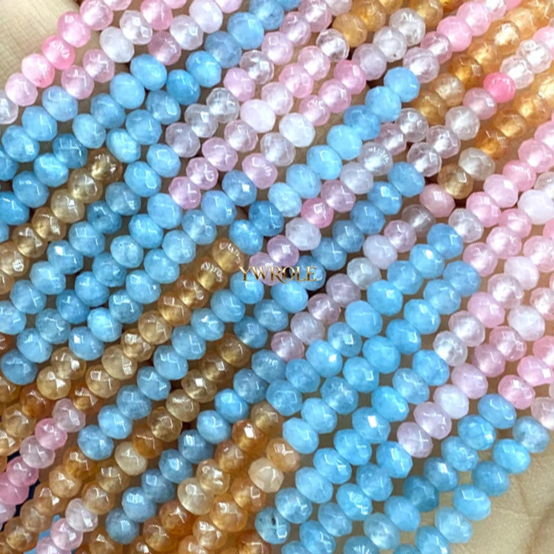 3x4mm Rondelle Faceted Natural Stone Chalcedony Tourmaline Color Loose Spacer Beads for Jewelry Making Diy Bracelet Accessories