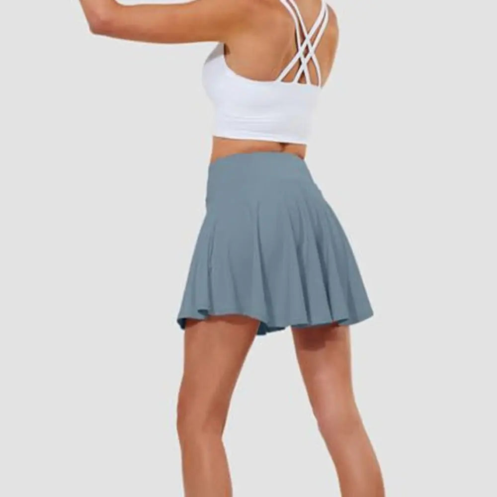 Pleated Tennis Skirts Tummy Control Built-in Shorts High Waisted Skirts 2 in 1 Design Moisture Wickin Athletic Skirts Training