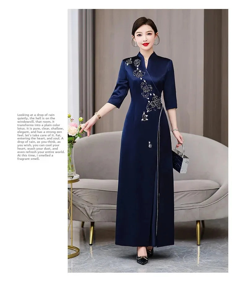 Elegant New Mom Wedding Dress Autumn Chinese Dress Daily Wearable Dress For Grandma Happy Marriage Gown