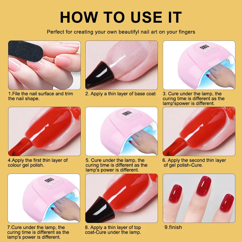 Gel Nail Polish Set With UV Nail Lamp Poly Extension Nail Gel Kit Semi Permanent Gel Varnish Set Professional Nail Art Tools Kit