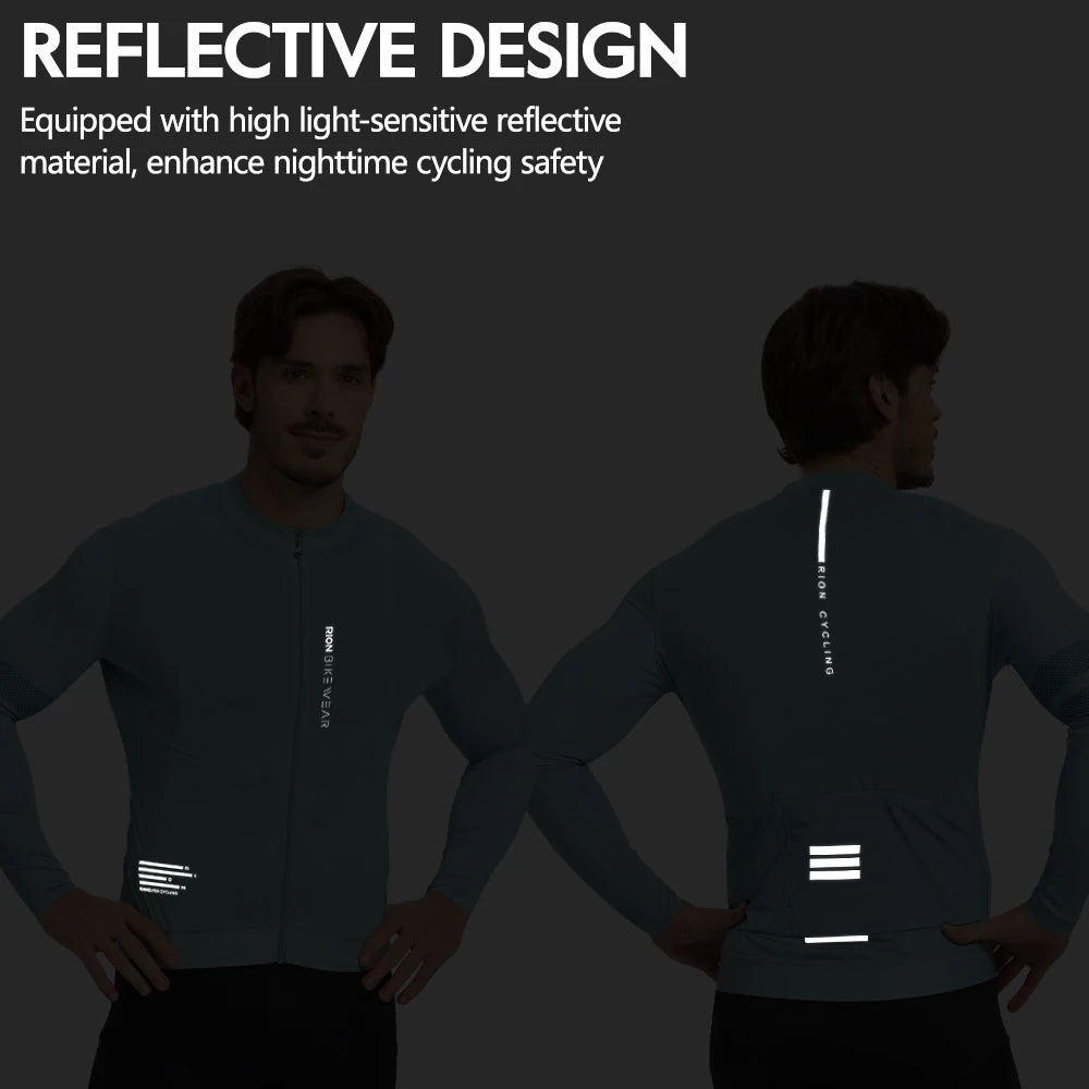 RION Men Cycling Jerseys Long Sleeves MTB Jersey Bike Shirts UPF 50+ Sun Protection Pro Team Uniform Mountain Bicycle Clothing