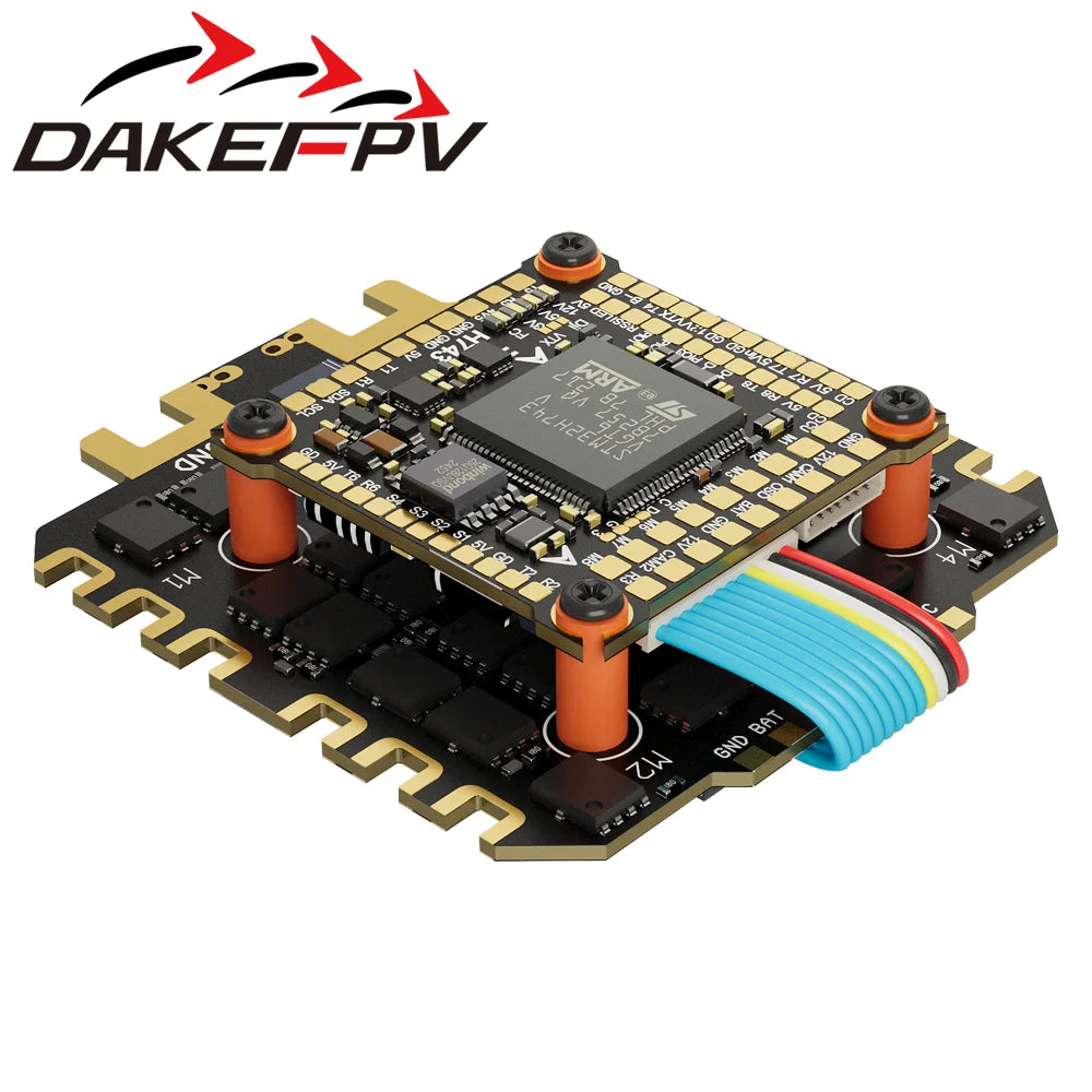 DAKEFPV H743 100A/120A stacked ICM42688P H743 flight control module BLHELI_S 120A 4-in-1 ESC 30.5X30.5 millimeters.