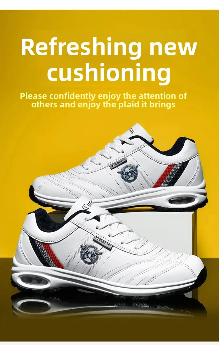 Men's Spring Autumn Casual Breathable Sport Shoes Shock Absorption Comfortable Leather Sneakers Korean Style Ankle High Mesh Lin
