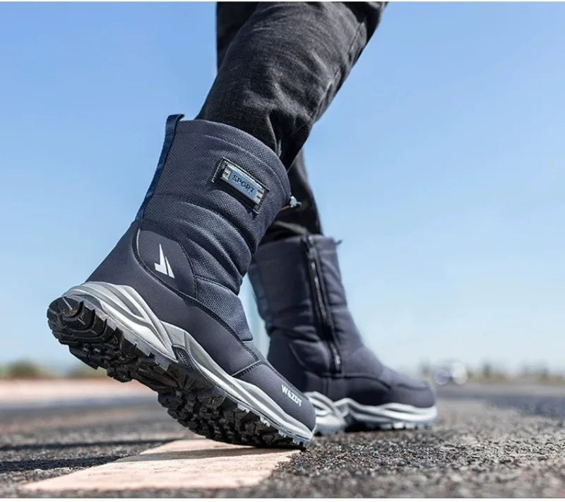 Winter Men's Boots Fashion High-top Casual Cotton Boot Thick Fur Plush Warm Snow Boots Non Slip Platform Boots for Men Botas2025