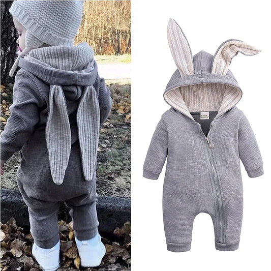 Adorable Jumpsuit Infant Bunny Romper for Baby Girl Boy Newborn Cotton One-Piece Bodysuit with Long Sleeves Casual Cute Playsuit