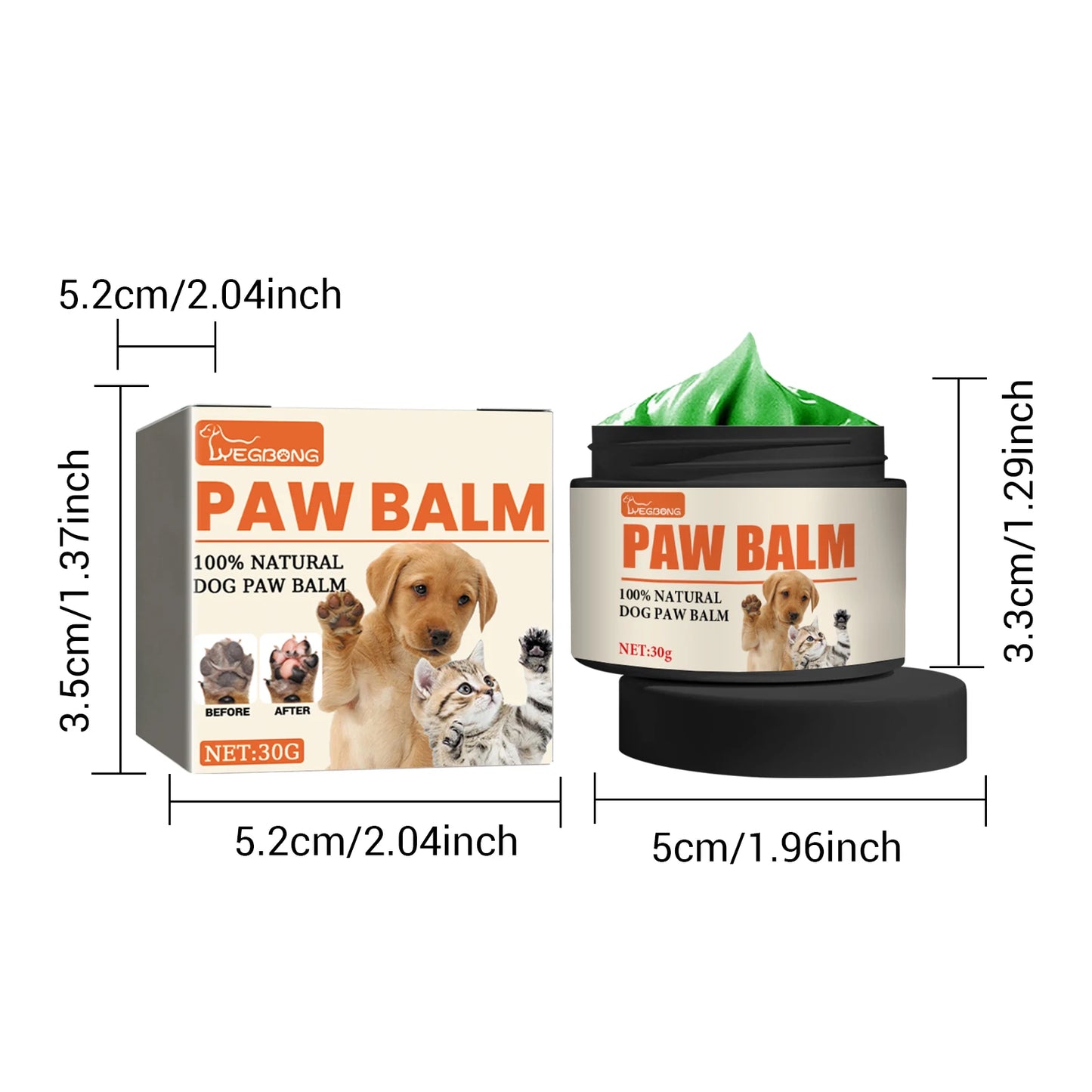 YEGBONG 30g Pet Paw Care Cream Foot Pad Protection Oil for Cats And Dogs Dog Paw Balm Cat Paw Protective Cream Canine Foot Care