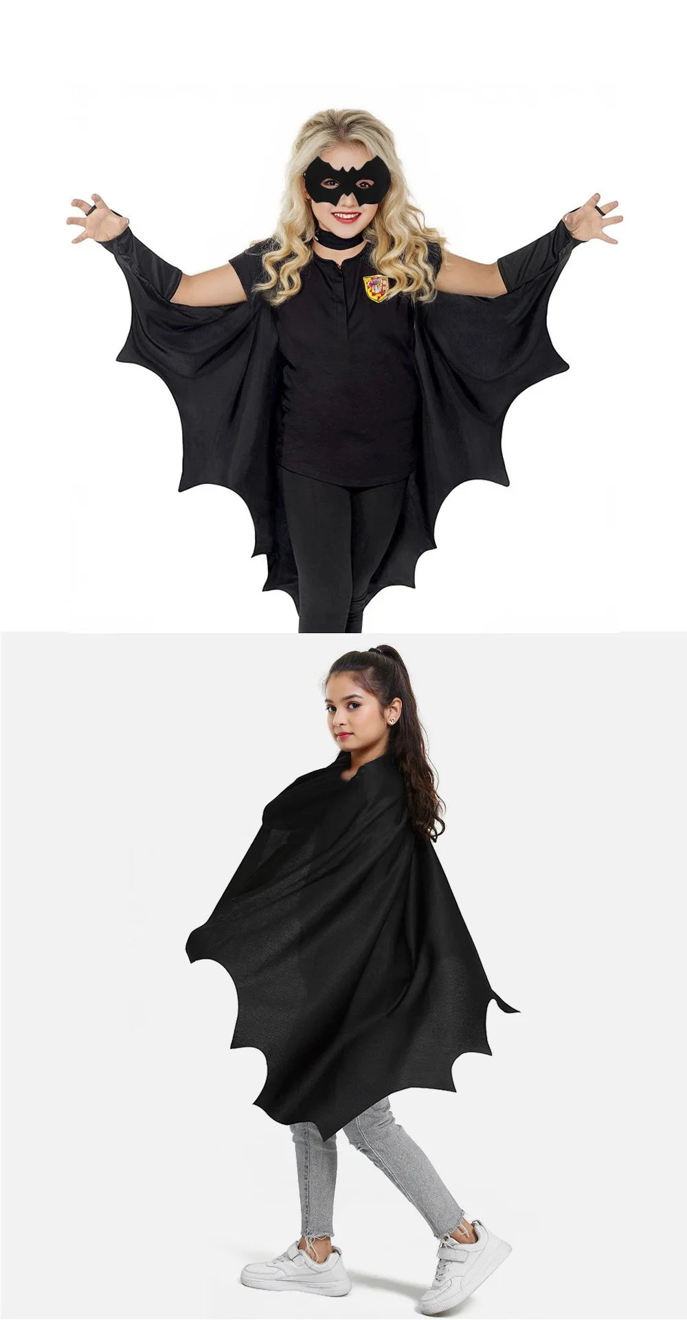 2025 New Cosplay Costumes Fashion Festival Play Halloween Bat Cape Kids Adult One-Piece Black Mask Halloween Play Costume