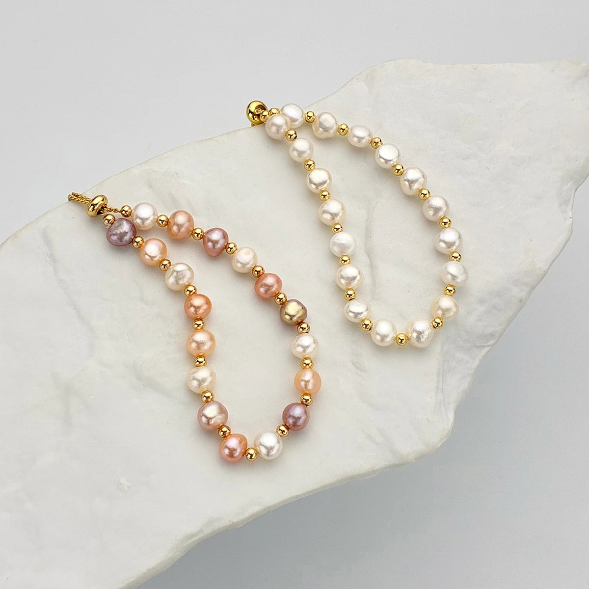 Adjustable Natural Pearl Bracelets Round Freshwater Pearl Loose Spacer Bead Bracelets for Women Best Party Gift