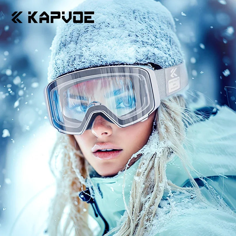 Kapvoe Photochromic Snow Goggles Ski Snowboard Anti-Fog Mask for Men Women Eyewear UV400 Protection Glasses Snowmobile Winter