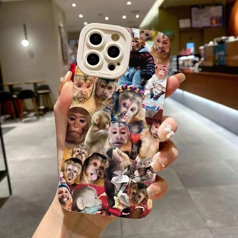 New Creative Monkey Pattern Phone Case For iPhone 16 15 14 13 12 11 Mini Pro Max X XR XSMax 8 6 6S Plus Soft Silicone Back Cover