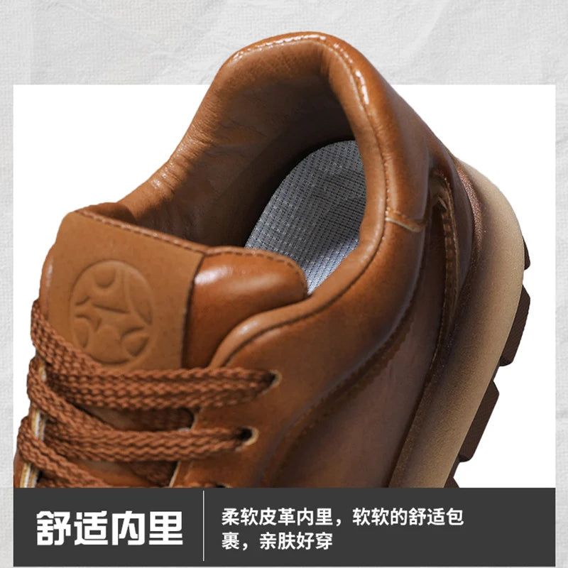 Classic Leather Casual Sneakers for Men Comfortable Sport Shoes High Quality Platform Shoes Lace Up Anti Slip Men Athletic Shoes