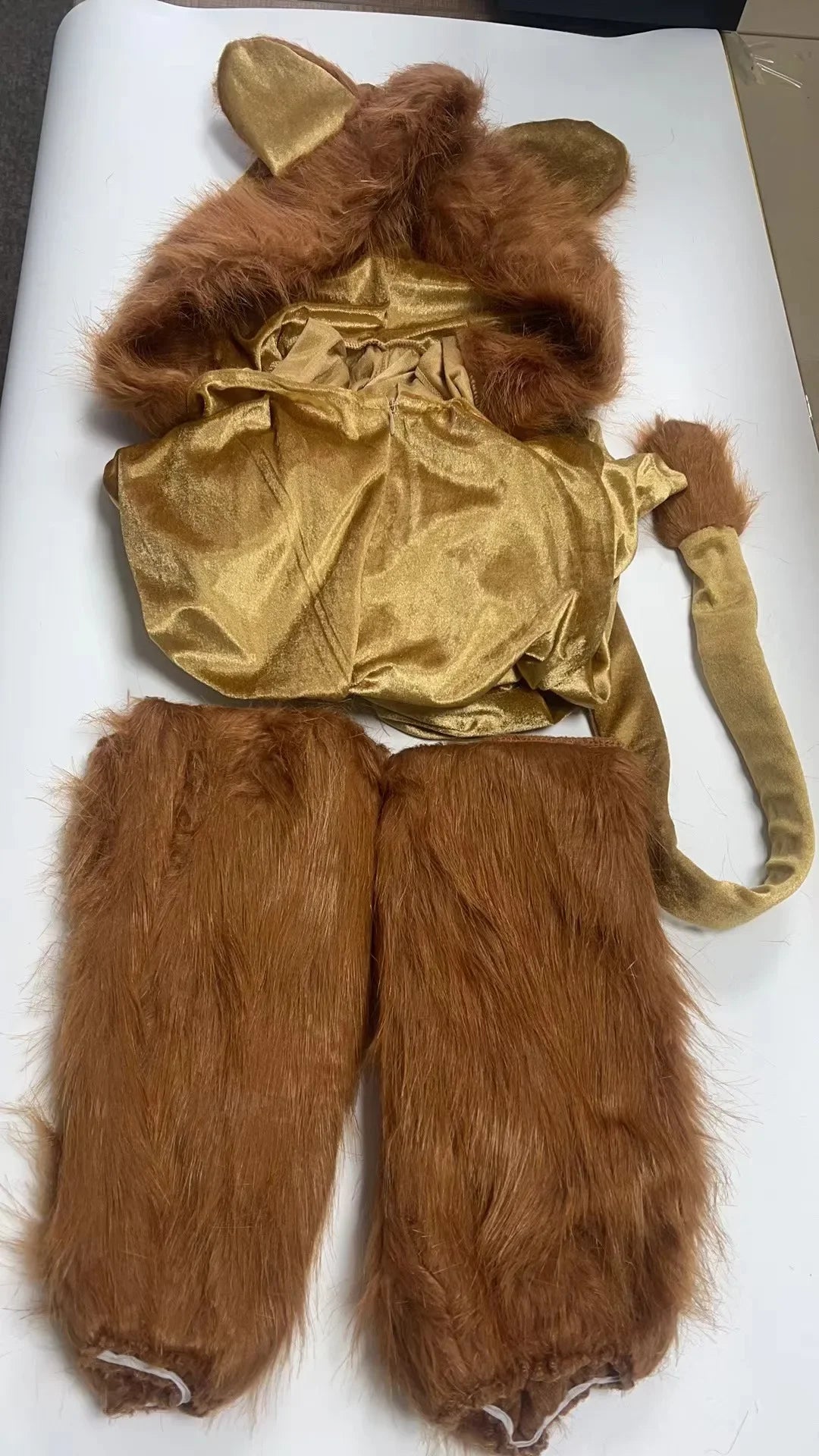 Halloween Costume For Adult Women Lion King Cosplay Animal Cartoon Lion Plush Hooded Jumpsuit With Tail+Leg Cover