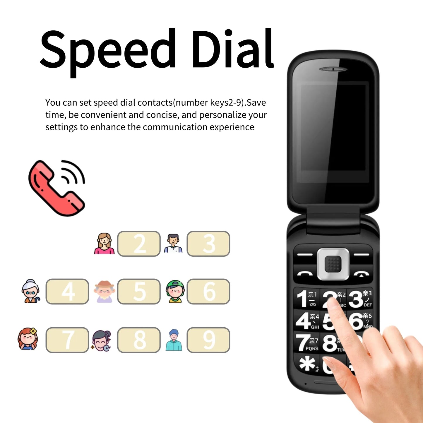 Affordable Retro Flip Cute Phone SOS Dial Speed Dial Big Button Dual Screen Loud Speaker Long Battery Clamshell Mini Size Mobile