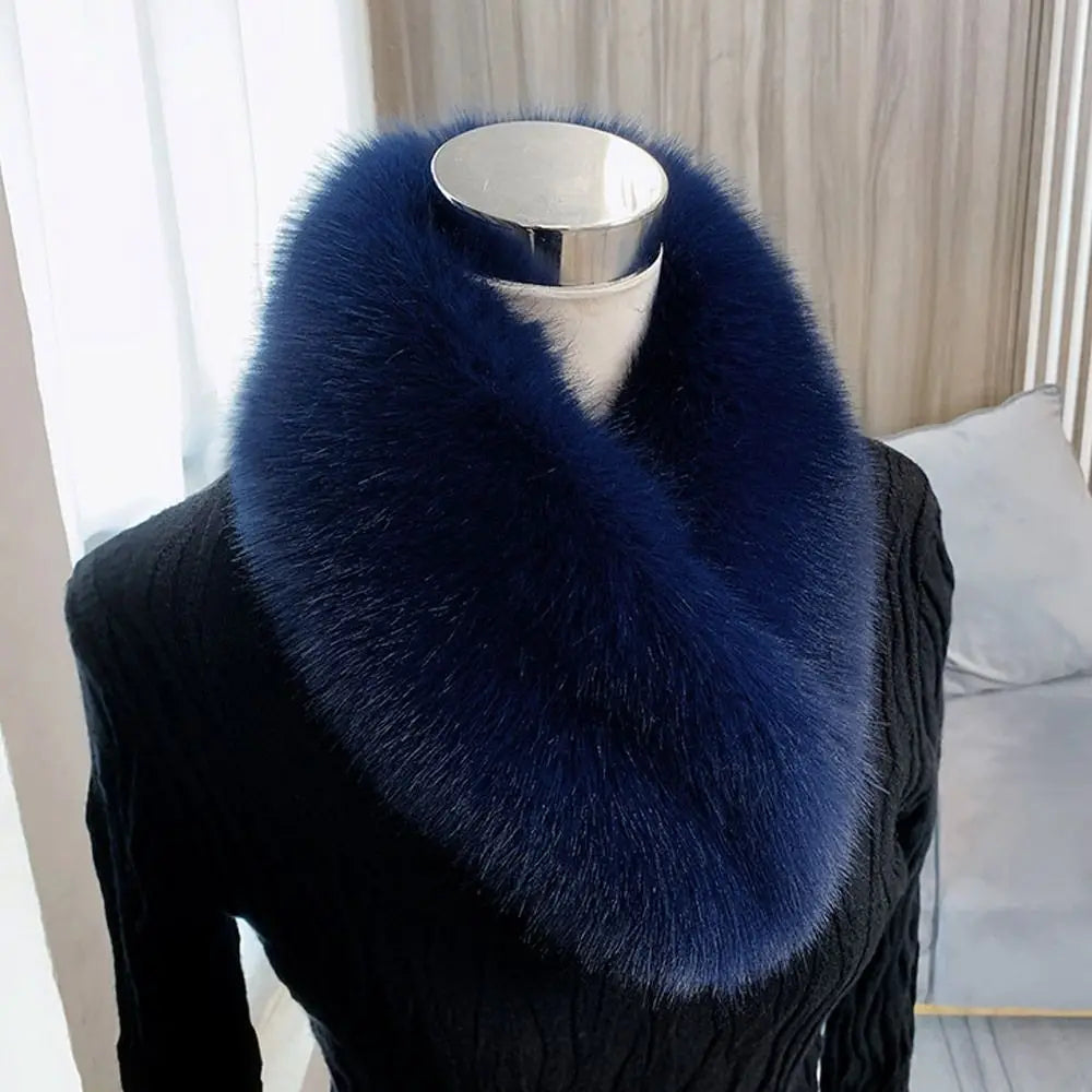 Women Hair Collar Winter Female Fur Scarf Solid Color Shawl Imitation Fur Scarf Artificial Wool Bib