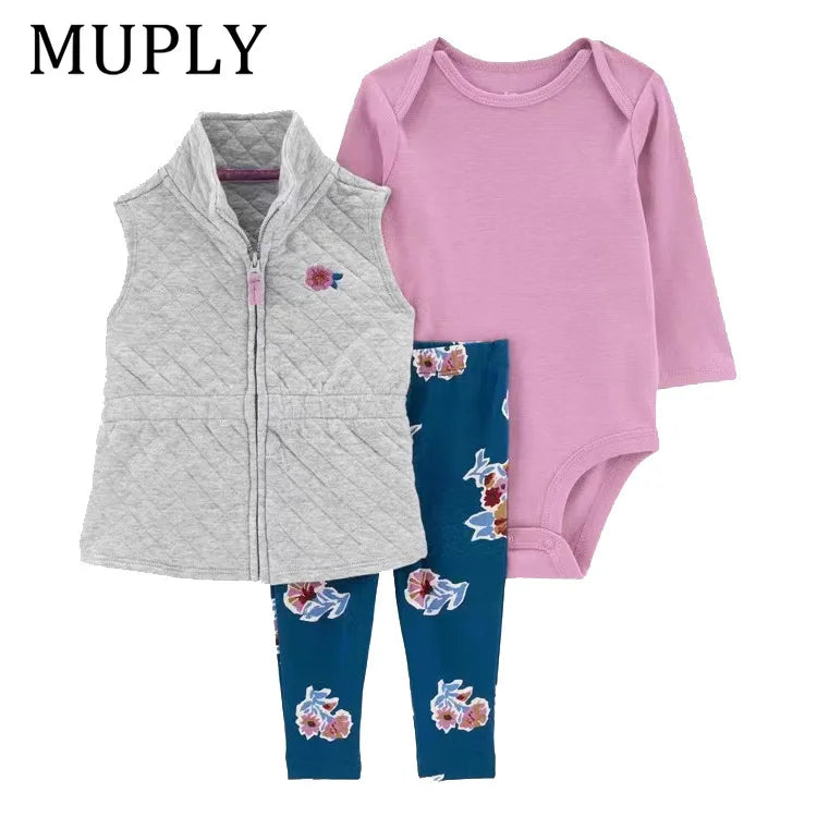3-piece Suit Summer Baby Clothes Sets Baby Short Sleeve Shorts Cover Clothes Cute Girls Bebe Children Cotton 100% Clothing 6-24M