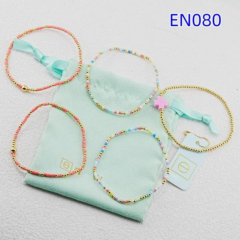VKVVA Fashion Jewelry Pink Cross Gold-plated Bracelet Set total 5pcs Women Birthday Gifts, Unique Gift