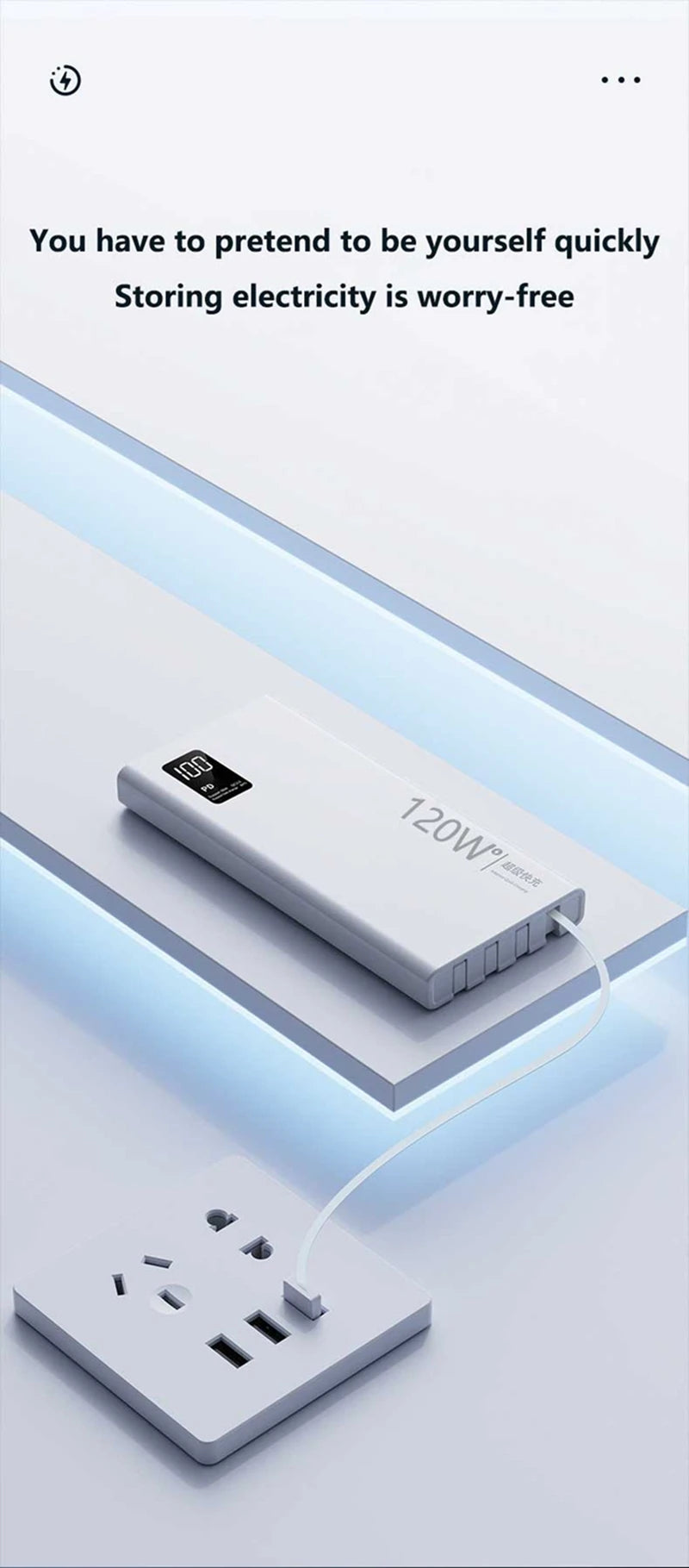 500000mAh Power Bank Built 4 Cables Large Capacity Super Fast Charging Portable External Battery for iPhone Huawei New