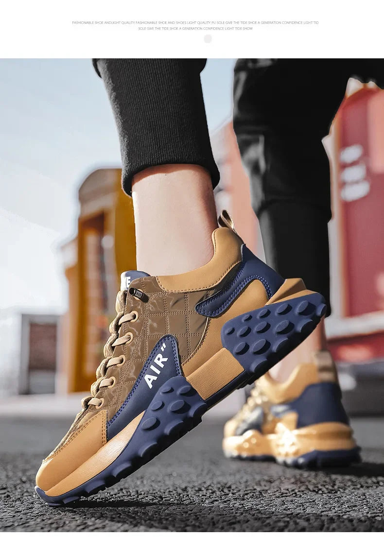 Men's Spring New Sport Shoes Casual Classic Trendy Thick Bottom Leisure Shoes Breathable Microfiber Upgraded Spring Autumn