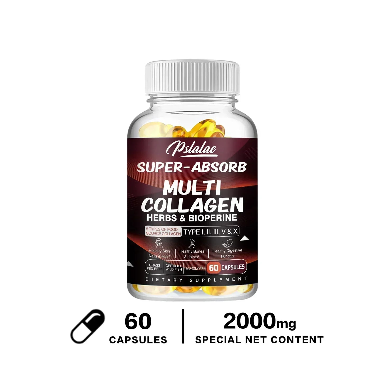 Multi Collagen Capsules - for Skin, Hair, Nails & Bone Health, Supports Joint, Digestive and Immune System Health
